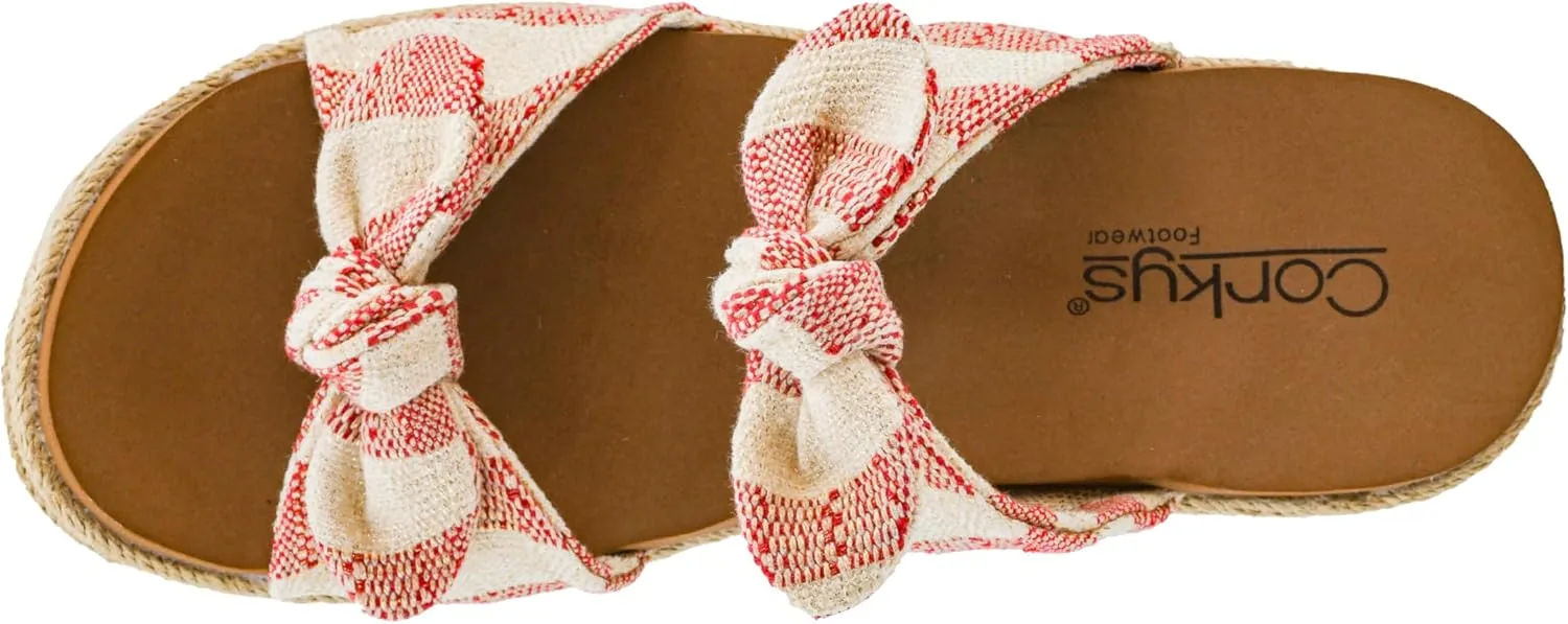 Corkys Footwear Women's Tie The Knot Wedge Sandal - 2.5 Inch Cushioned Wedge, Slip On Closure for Comfort & Style, Perfect for Casual & Dressy Outfits, All Day Wear