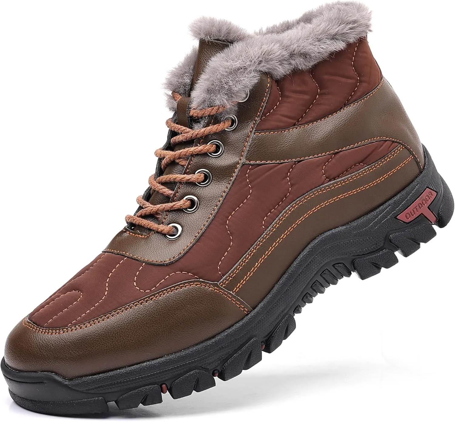 COSIDRAM Mens Snow Boots Outdoor Winter Warm Hiking Ankle Boots Anti Slip Insulated Work Shoes