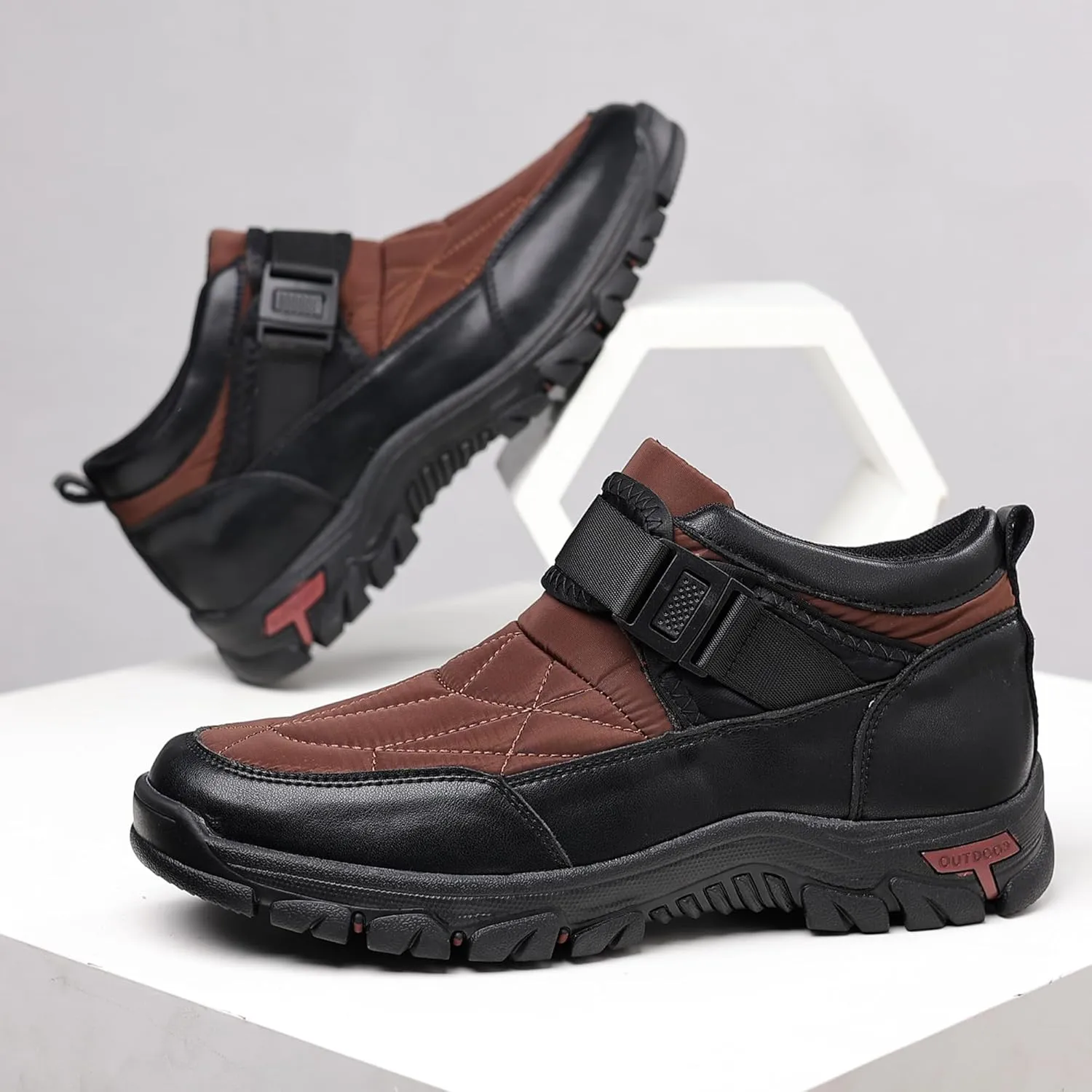 COSIDRAM Mens Snow Boots Outdoor Winter Warm Hiking Ankle Boots Anti Slip Insulated Work Shoes