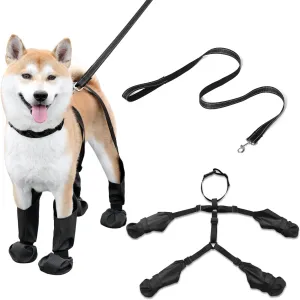 COTATI Dog Suspender Boots Waterproof Dogs Boots & Leggings,Dog Paws Shoes Protectors with Suspenders Small to Large for Snow and Rain (L)