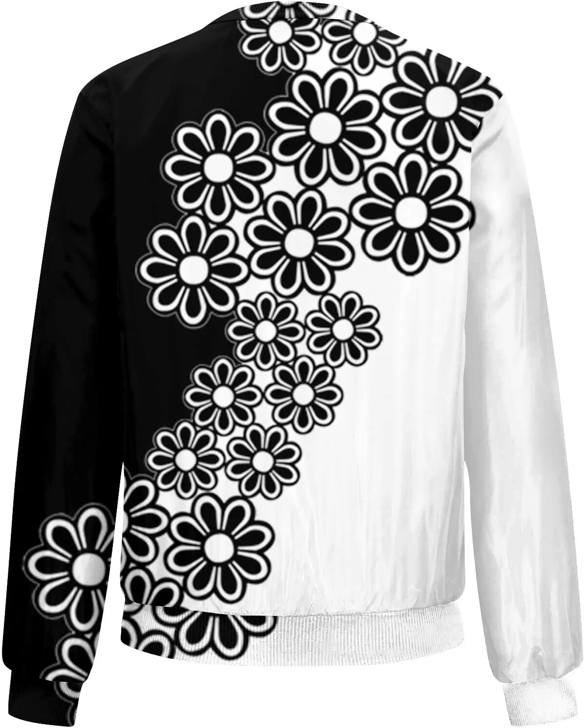 COTECRAM Bomber Jacket Women 2024 Causal Floral Zip Up Coats Long Sleeve Stand Collar Fall Jackets Lightweight Outerwear Tops
