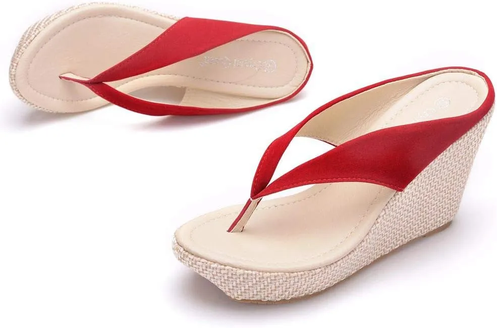 Crystal Queen Women Beach Sandals Platform Wedges Sandals High Heels Wedges Slippers Flip Flops White Flip Flops Plus Size