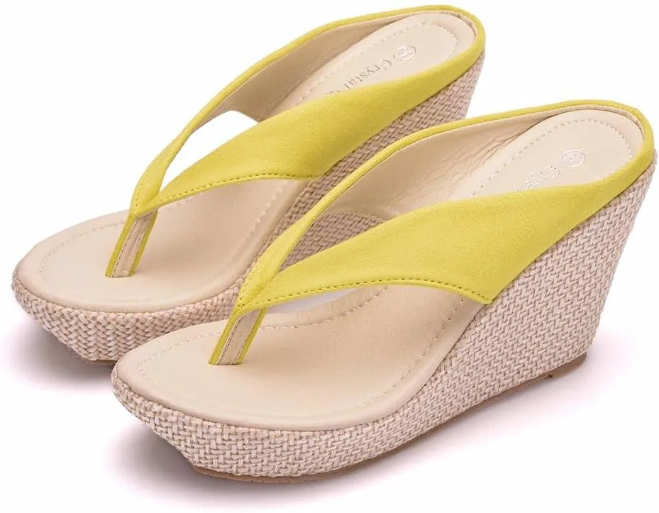 Crystal Queen Women Beach Sandals Platform Wedges Sandals High Heels Wedges Slippers Flip Flops White Flip Flops Plus Size