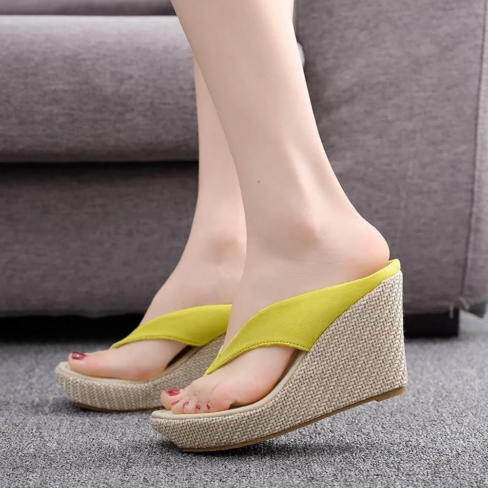 Crystal Queen Women Beach Sandals Platform Wedges Sandals High Heels Wedges Slippers Flip Flops White Flip Flops Plus Size