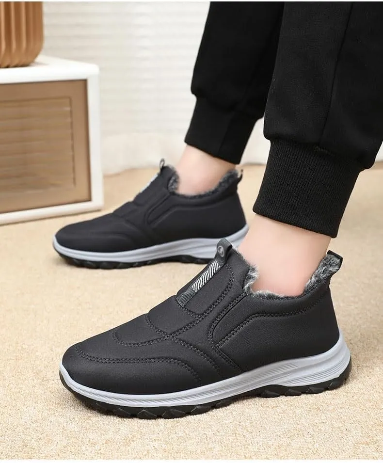 Cubicbee Women's Winter Hiking Slip-on Sneakers High Top Thermal Sneakers Lightweight Outdoor Shoes Waterproof Thermal Fur Lined Booties