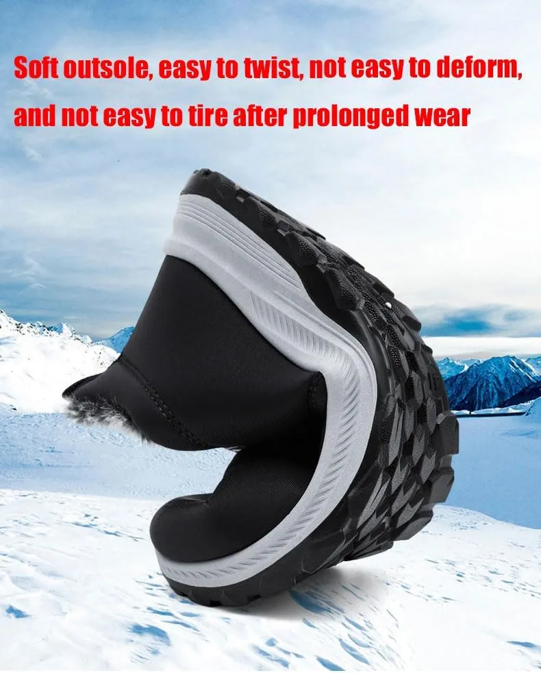 Cubicbee Women's Winter Hiking Slip-on Sneakers High Top Thermal Sneakers Lightweight Outdoor Shoes Waterproof Thermal Fur Lined Booties