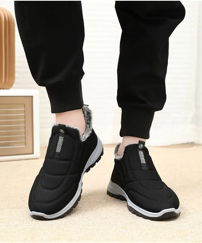 Cubicbee Women's Winter Hiking Slip-on Sneakers High Top Thermal Sneakers Lightweight Outdoor Shoes Waterproof Thermal Fur Lined Booties