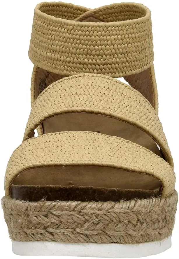 CUSHIONAIRE Women's Mandy Cork Espadrille Platform Sandal - Strappy Wedge with Arch Support,