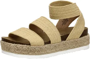 CUSHIONAIRE Women's Mandy Cork Espadrille Platform Sandal - Strappy Wedge with Arch Support,