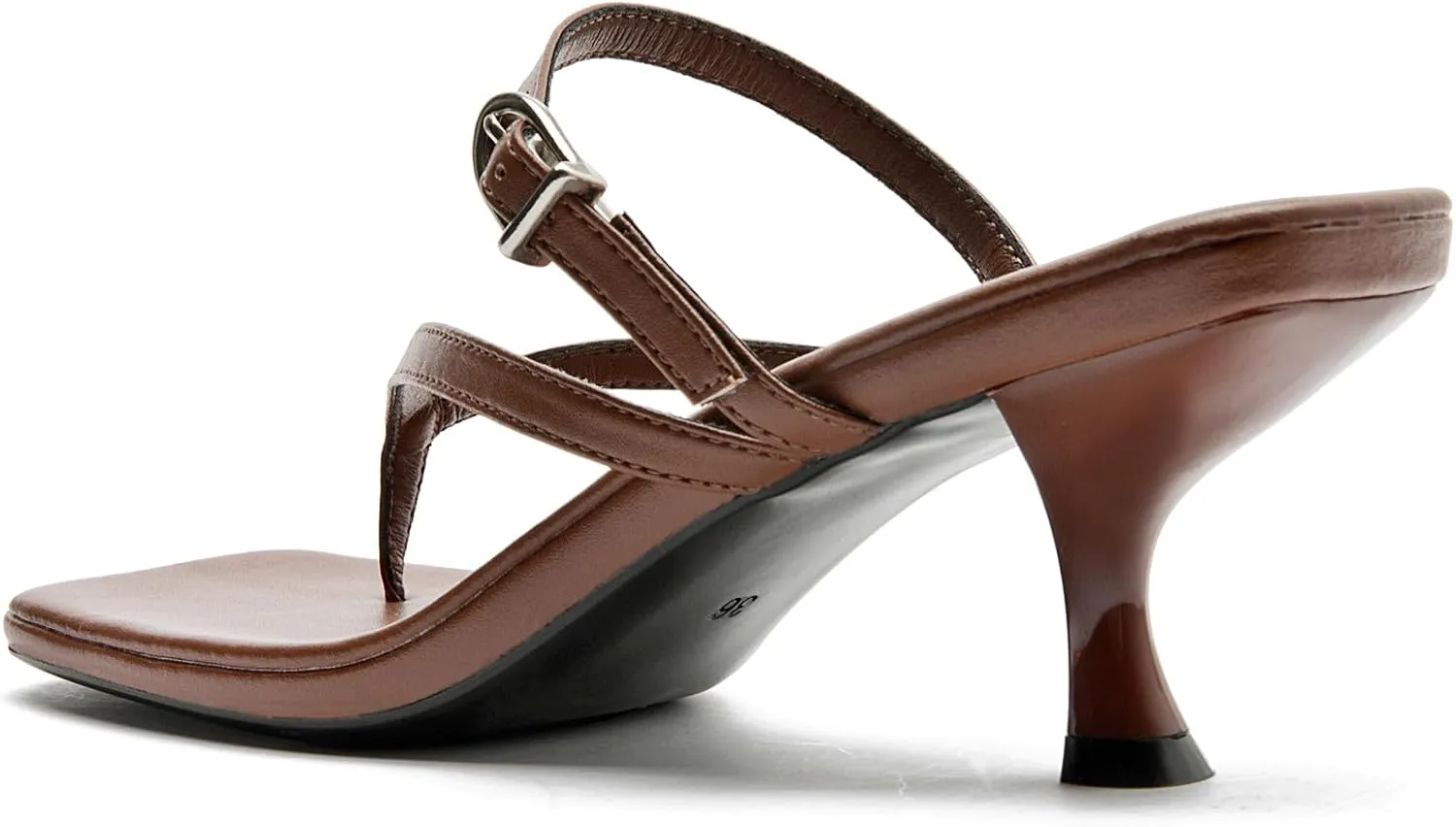 DADAWEN Women's Kitten Heels Thong Sandals Square Open Toe Buckle Slip On Flip Flops Heels Sexy Fashion Summer Dressy Wedding Party Pumps Heeled Sandals