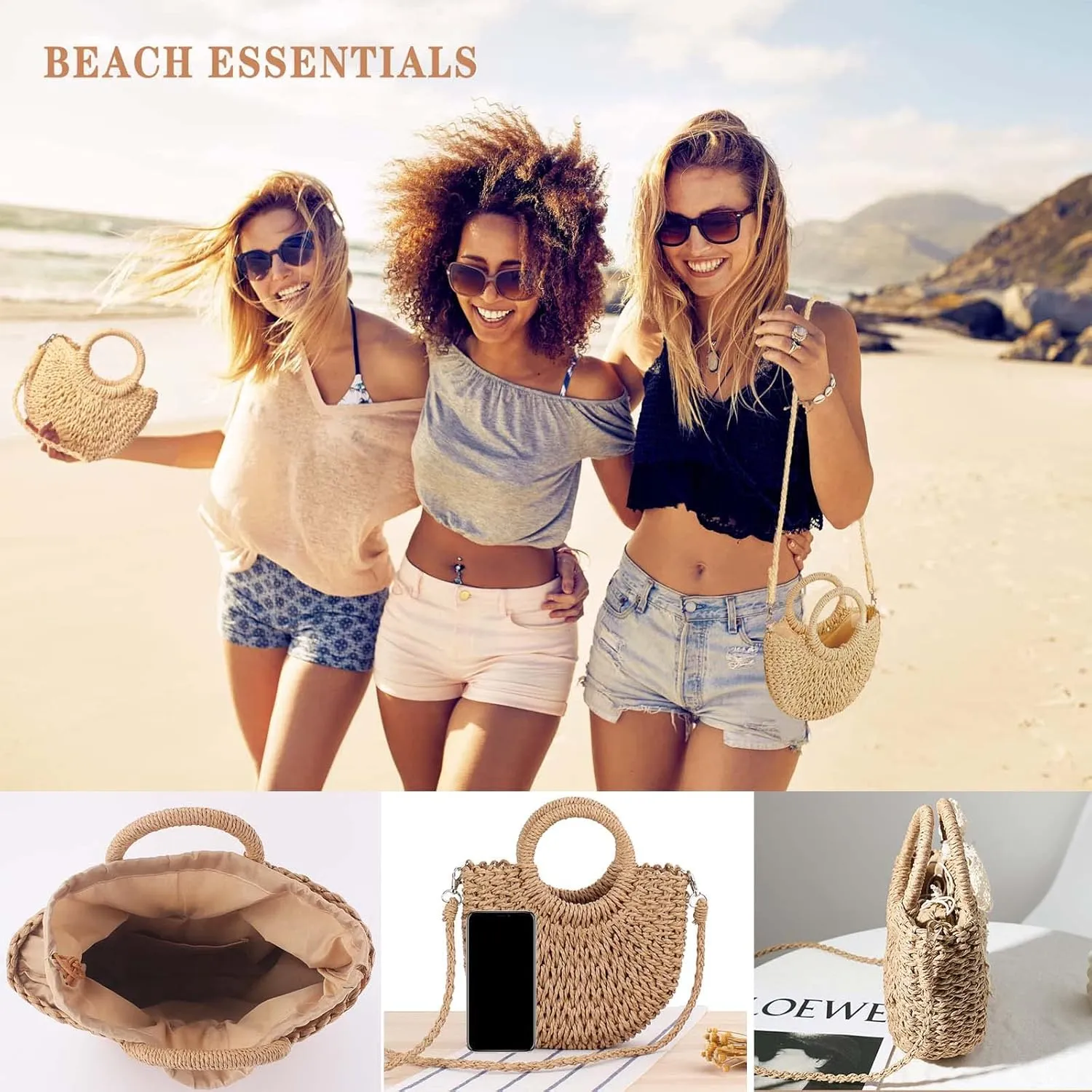 Dailyacc Straw Shoulder Bag For Women Woven Purse Beach Envelope Clutch Straws Wallet