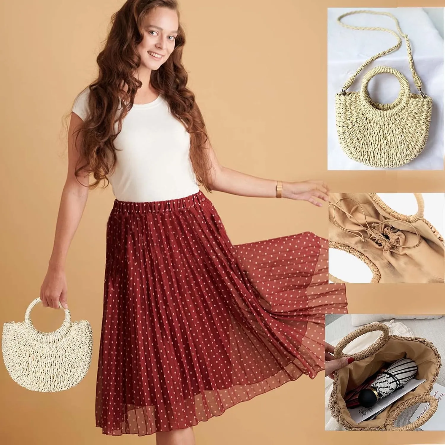 Dailyacc Straw Shoulder Bag For Women Woven Purse Beach Envelope Clutch Straws Wallet