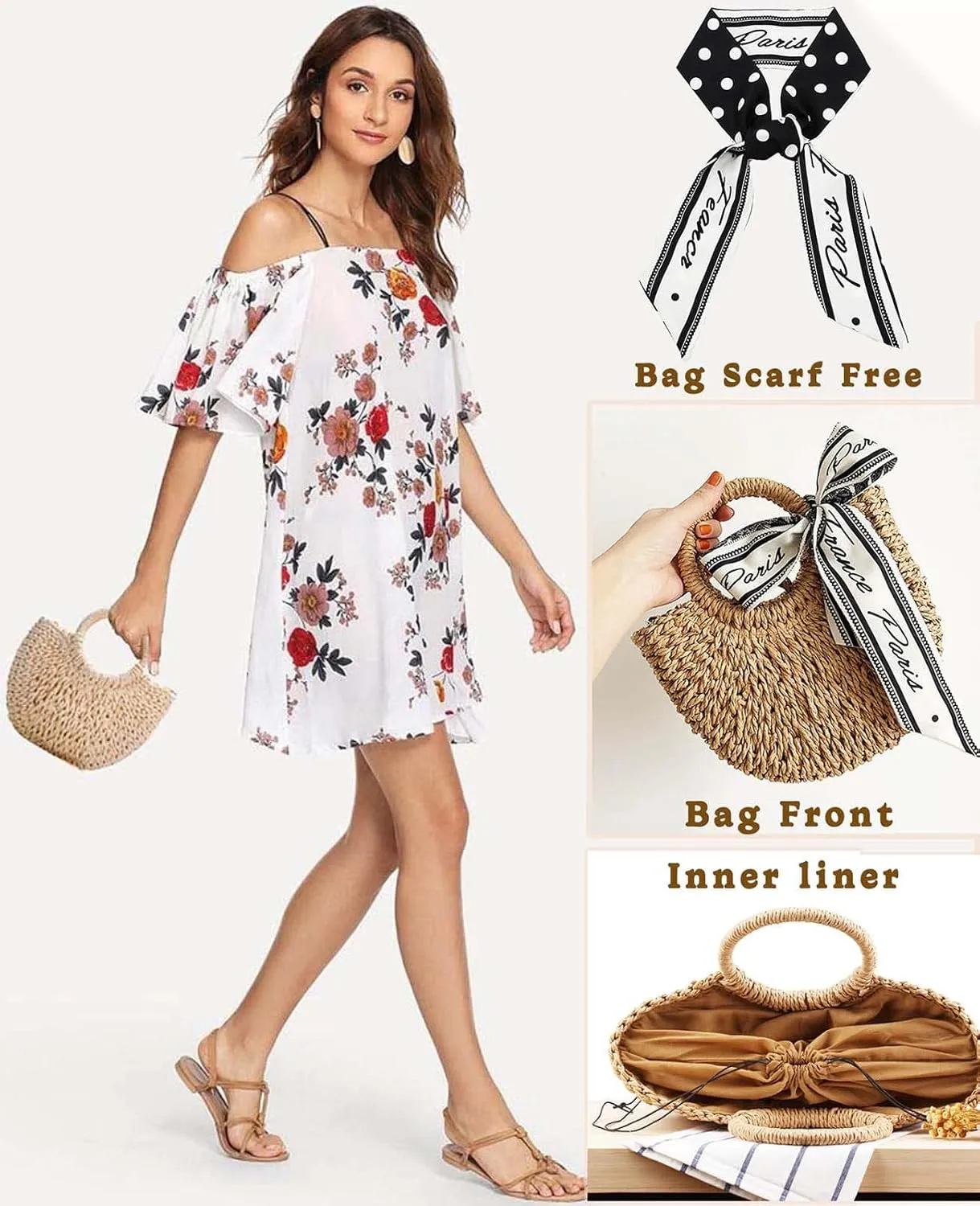 Dailyacc Straw Shoulder Bag For Women Woven Purse Beach Envelope Clutch Straws Wallet