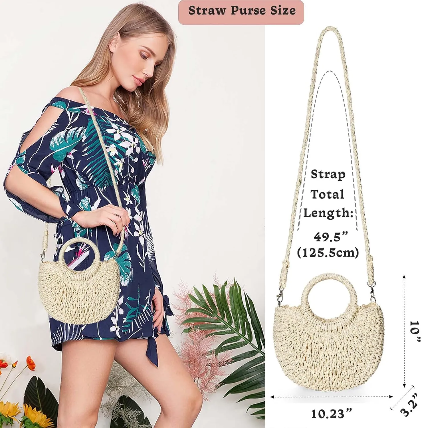 Dailyacc Straw Shoulder Bag For Women Woven Purse Beach Envelope Clutch Straws Wallet