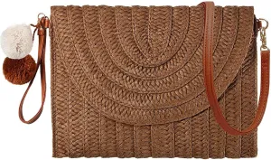 Dailyacc Straw Shoulder Bag For Women Woven Purse Beach Envelope Clutch Straws Wallet