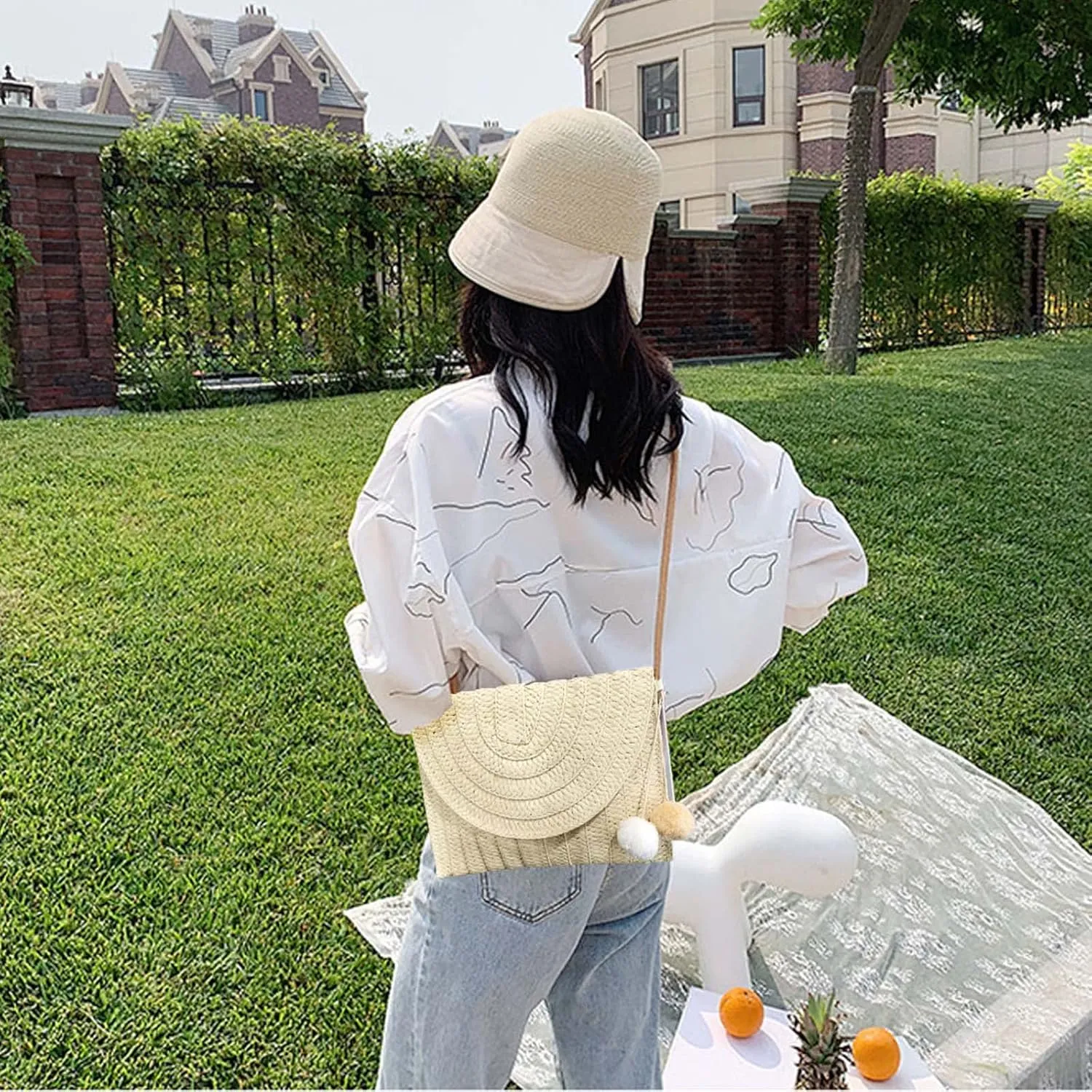Dailyacc Straw Shoulder Bag For Women Woven Purse Beach Envelope Clutch Straws Wallet
