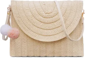 Dailyacc Straw Shoulder Bag For Women Woven Purse Beach Envelope Clutch Straws Wallet