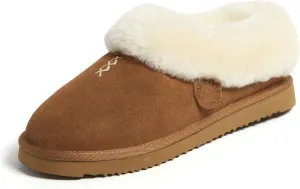 Dearfoams Fireside Adelaide Genuine Shearling Soft Comfy Memory Foam Plush Indoor House Shoe Clog Slipper