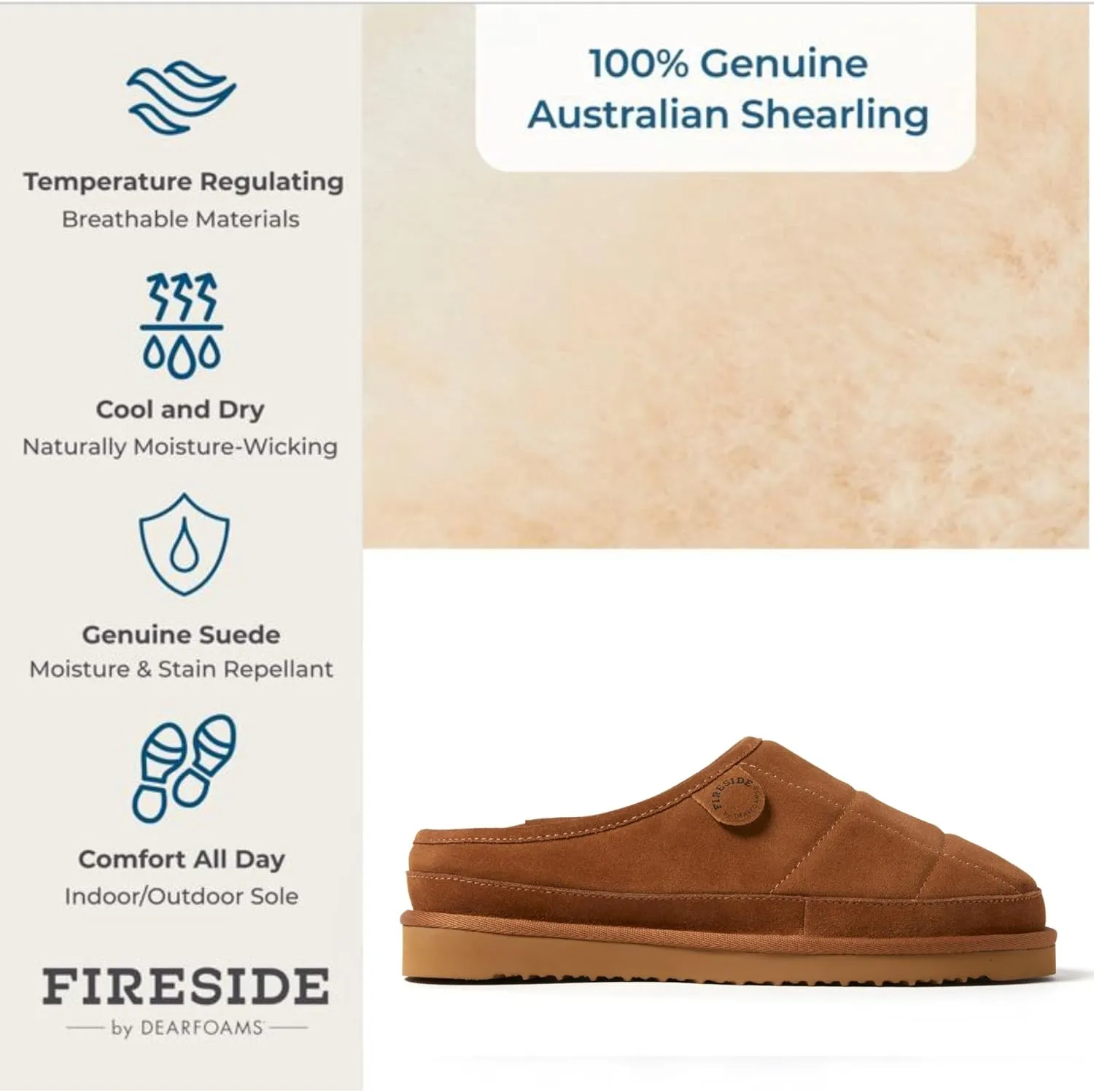 Dearfoams Men's Grafton Shearling Indoor/Outdoor Clog Slipper