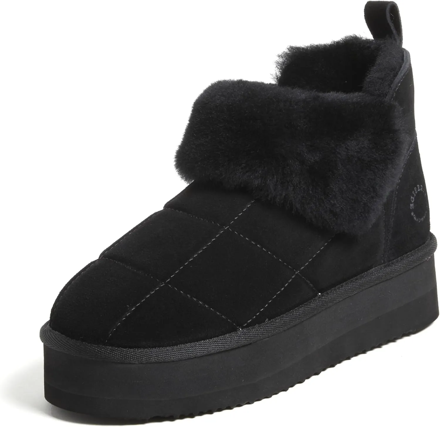 Dearfoams Women's Bootie Bayswater Comfy Indoor Outdoor Shearling Platform Slipper Ankle Boot