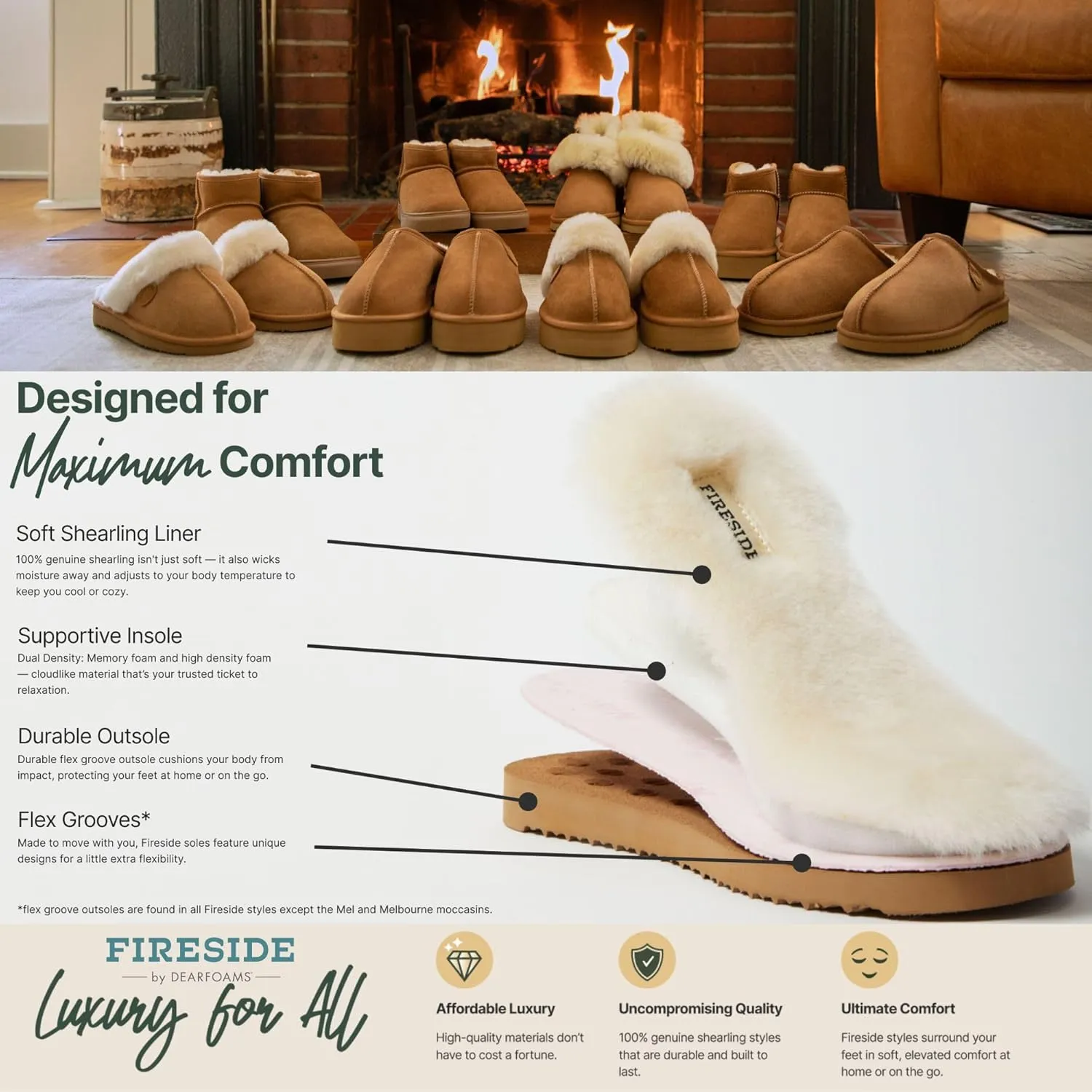 Dearfoams Women's Shearling Platform Slippers Bendigo Comfy Puff Plush Clog House Shoes