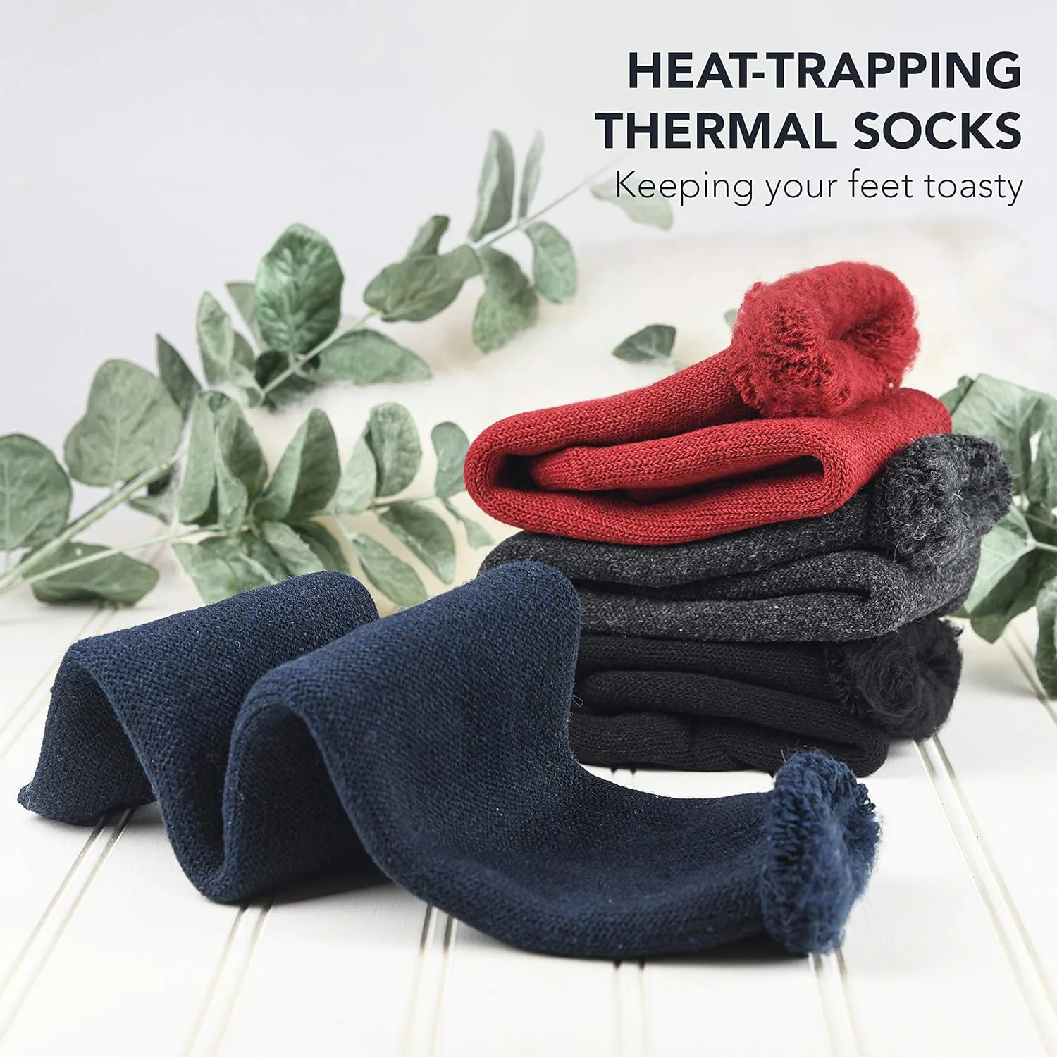 Debra Weitzner Thermal Socks for Men Women Warm Socks 4/6 Pairs Crew Winter Thick Boot Socks