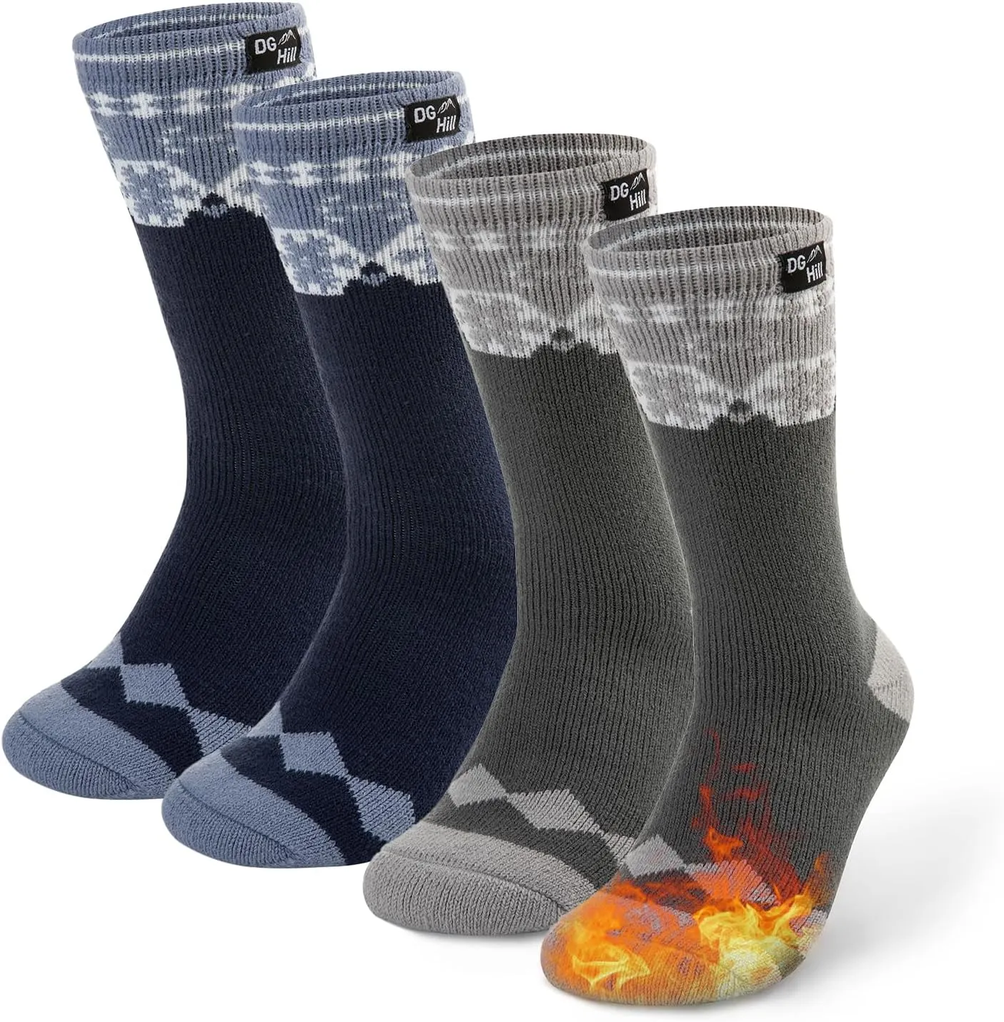 DG Hill Winter Thermal Socks - Warm Socks for Men Women Cold Weather Insulated Sock - Heated Socks Thick Snow Sock