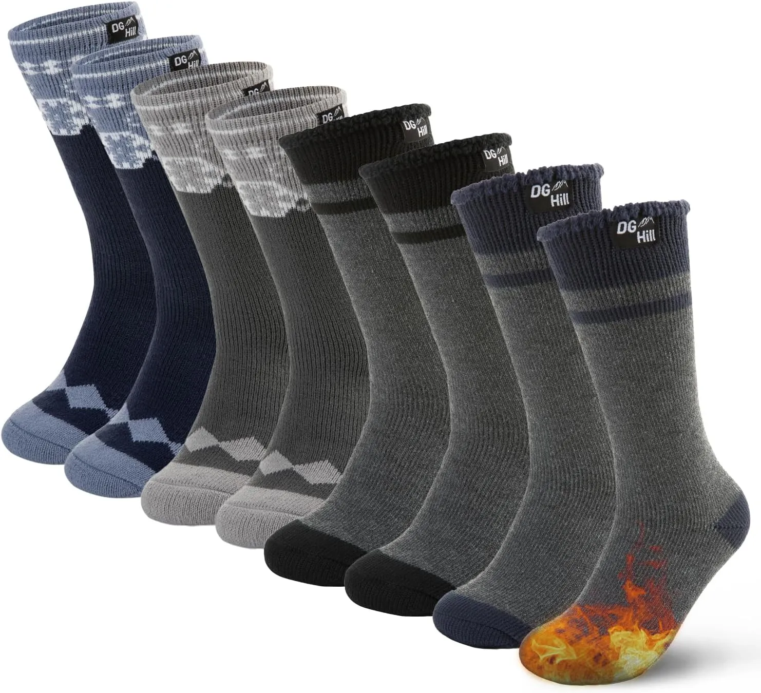 DG Hill Winter Thermal Socks - Warm Socks for Men Women Cold Weather Insulated Sock - Heated Socks Thick Snow Sock