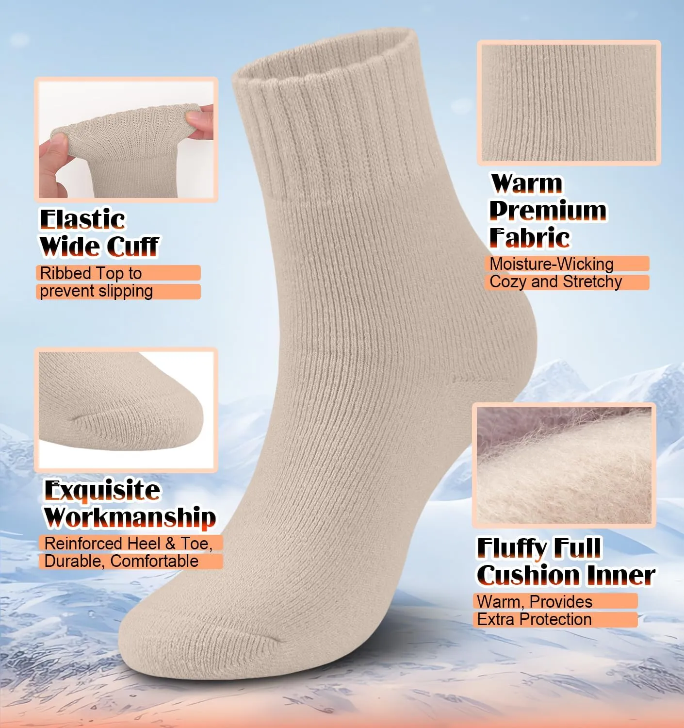 DHSO 4 Pairs Women's Thermal Socks - Thick, Warm, Cozy Crew Socks for Winter Hiking, Running, Gifts