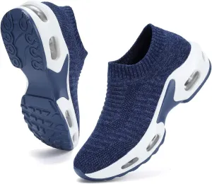 DimaiGlobal Women's Walking Shoes Sock Sneakers Slip On Comfort Mesh Fashion Cushion Lady Girls Modern Jazz Dance Easy Shoes Wedge Platform Loafers