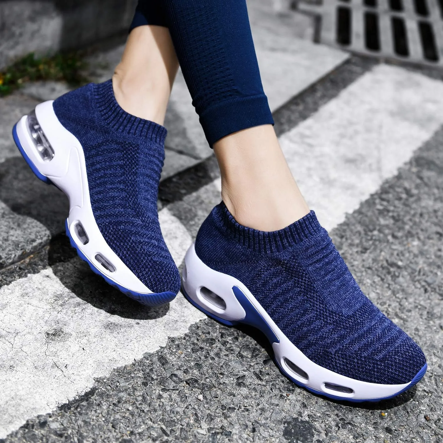 DimaiGlobal Women's Walking Shoes Sock Sneakers Slip On Comfort Mesh Fashion Cushion Lady Girls Modern Jazz Dance Easy Shoes Wedge Platform Loafers