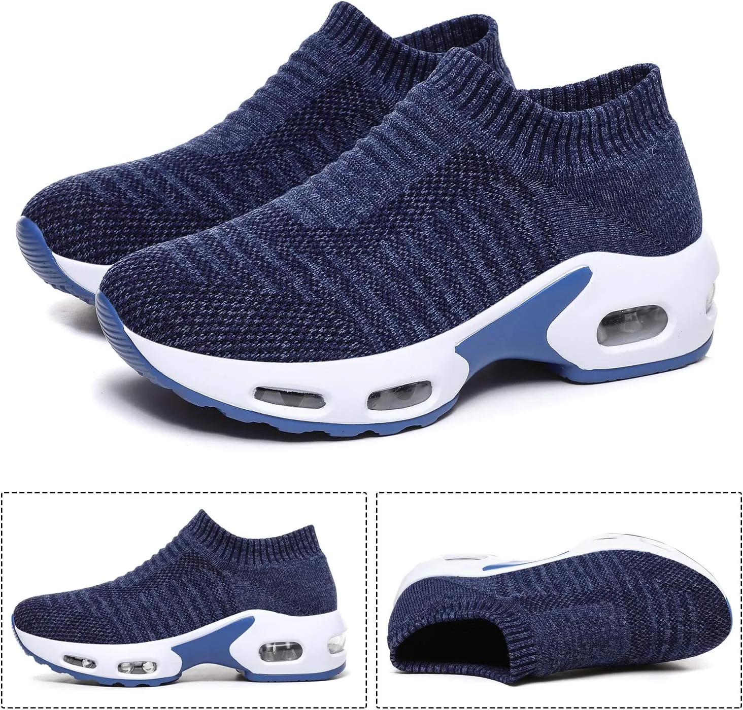 DimaiGlobal Women's Walking Shoes Sock Sneakers Slip On Comfort Mesh Fashion Cushion Lady Girls Modern Jazz Dance Easy Shoes Wedge Platform Loafers