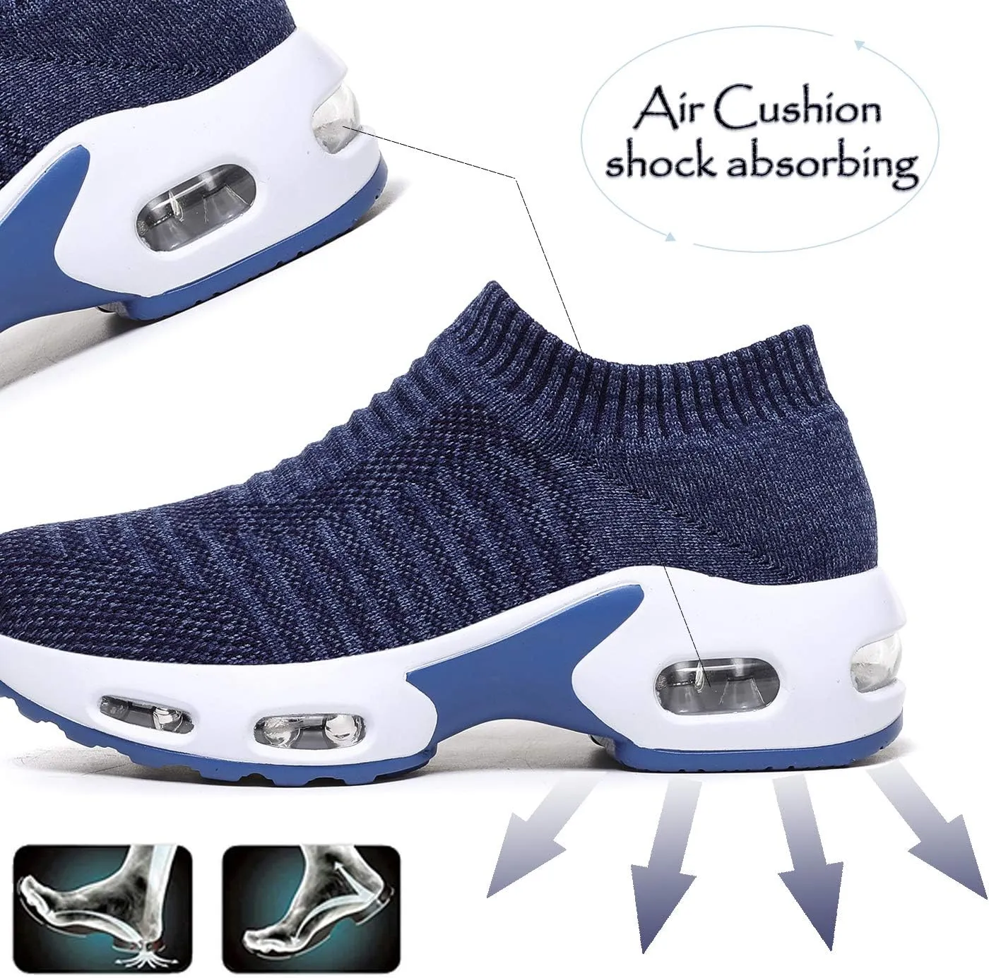 DimaiGlobal Women's Walking Shoes Sock Sneakers Slip On Comfort Mesh Fashion Cushion Lady Girls Modern Jazz Dance Easy Shoes Wedge Platform Loafers