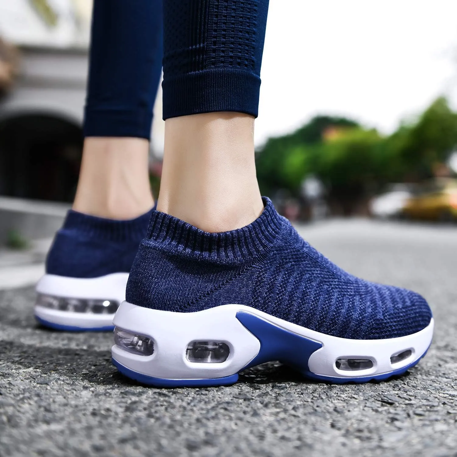 DimaiGlobal Women's Walking Shoes Sock Sneakers Slip On Comfort Mesh Fashion Cushion Lady Girls Modern Jazz Dance Easy Shoes Wedge Platform Loafers
