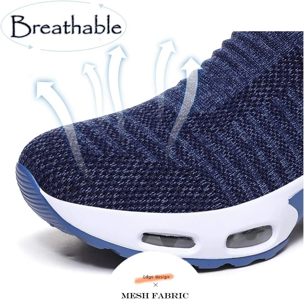 DimaiGlobal Women's Walking Shoes Sock Sneakers Slip On Comfort Mesh Fashion Cushion Lady Girls Modern Jazz Dance Easy Shoes Wedge Platform Loafers