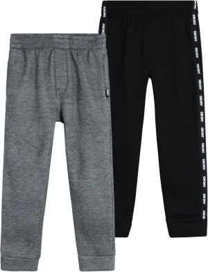 DKNY Baby Boys’ Sweatpants - 2 Pack Breathable Athletic Performance Fleece Jogger Pants with Side Pockets (Sizes: 2T-7)