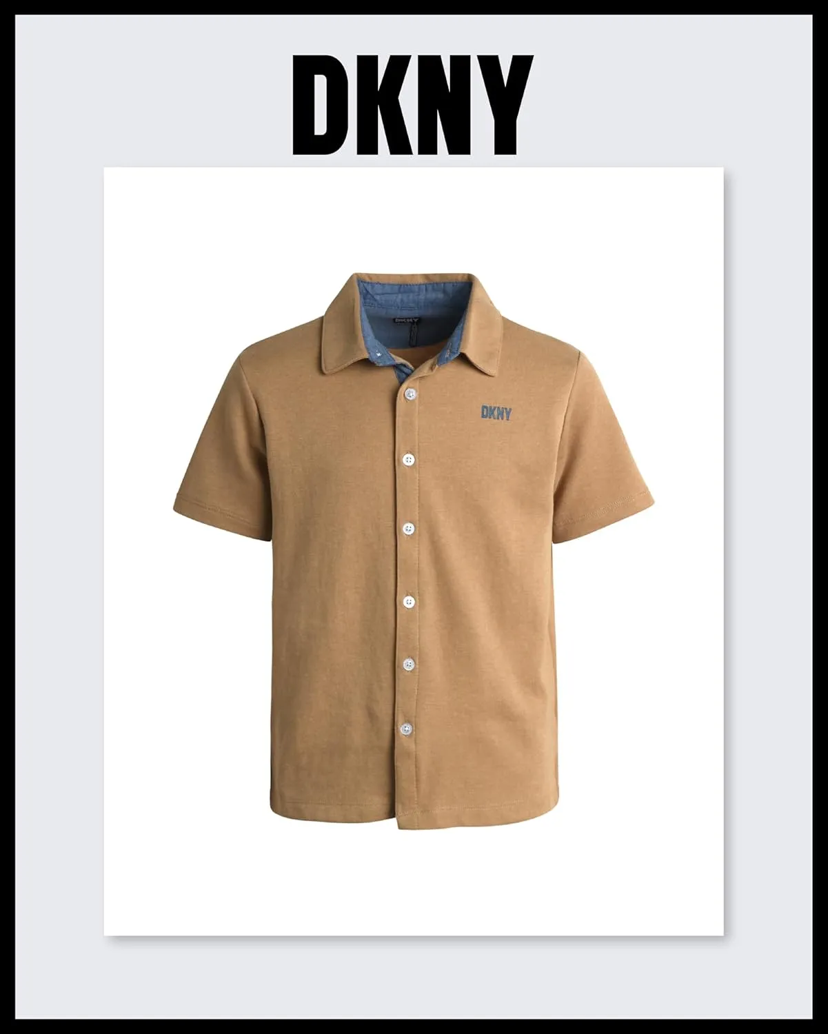 DKNY Boys' Pants Set - 2 Piece Short Sleeve Collared Button Down Shirt and Flat Front Tech Jogger Pants for Boys (Sizes:8-12)
