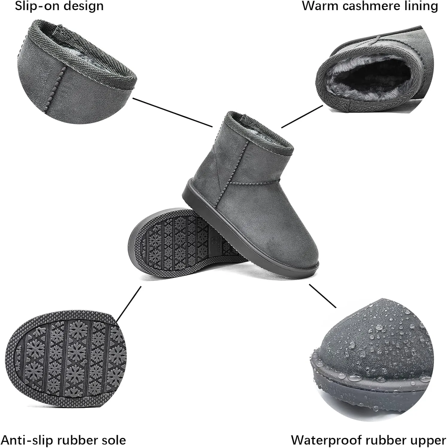 DKSUKO Kid 's Classic Waterproof Snow Boots Toddler Winter Boots