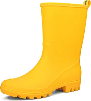 DKSUKO Waterproof Womens Rain Boots insulated,Lightweight Rubber fashion Boots in Gardening,Warm and Comfortable Wide Calf Rain Boots with Glossy in Outdoor