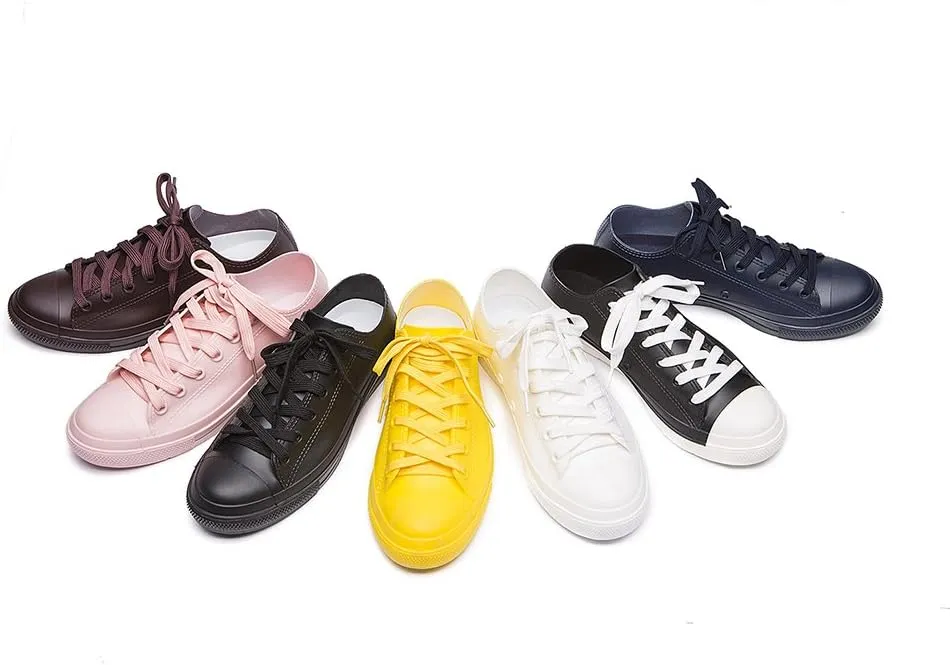DKSUKO Women's Rain Boots Waterproof High Top Rain Shoes with Lace Up Anti-Slip Garden Shoes