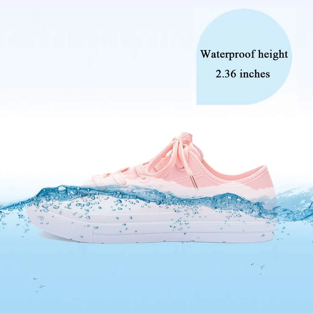 DKSUKO Women's Rain Boots Waterproof High Top Rain Shoes with Lace Up Anti-Slip Garden Shoes