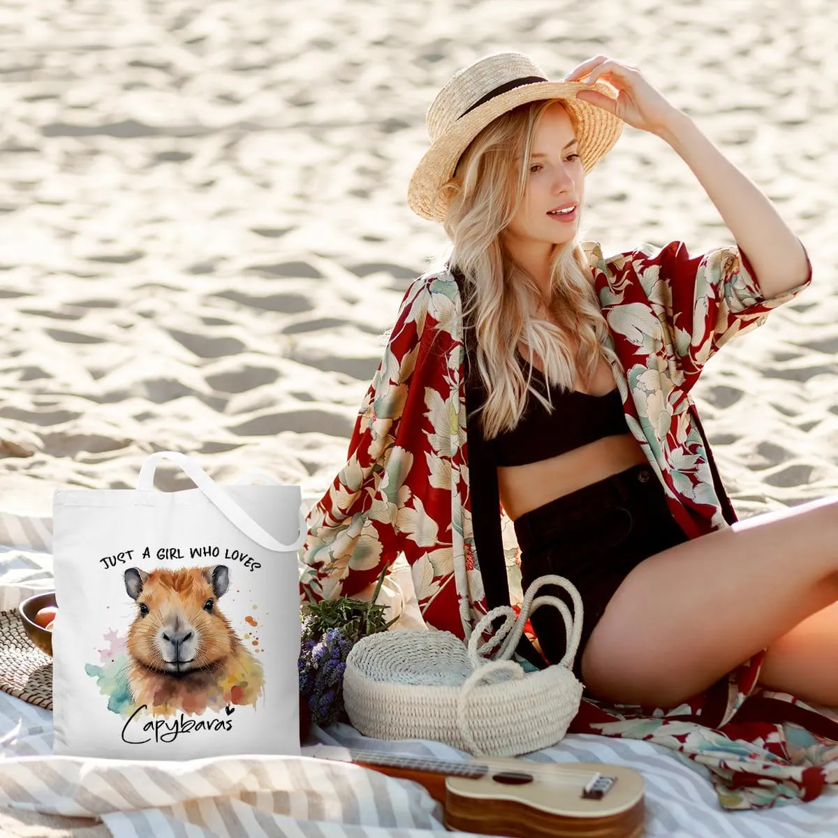 Dog Lovers Gifts Tote Bag, Capybara Frog Animal Cow Horse Raccoon Lovers Gifts for Women Reusable Grocery Bags