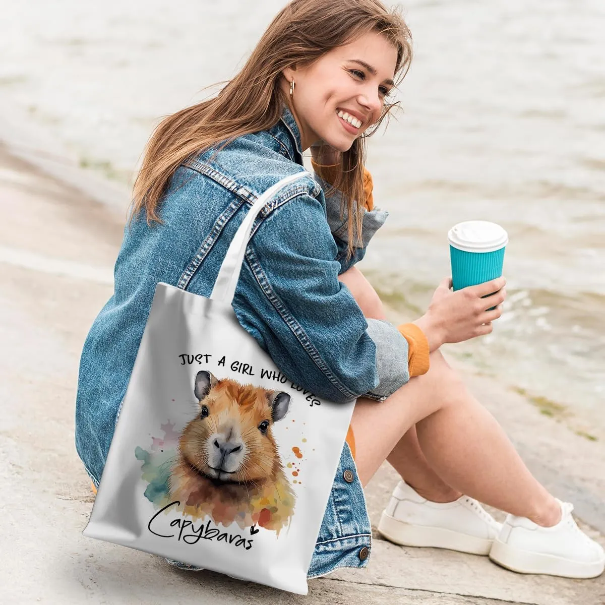 Dog Lovers Gifts Tote Bag, Capybara Frog Animal Cow Horse Raccoon Lovers Gifts for Women Reusable Grocery Bags