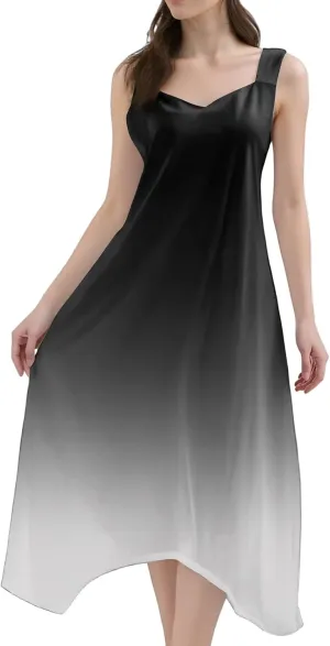 DOPOCQ Dresses for Women Elegant Classy Summer V Neck Sleeveless Flowy Midi Dress Trendy Gradient Casual Loose Sundress