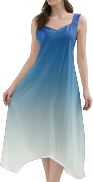 DOPOCQ Dresses for Women Elegant Classy Summer V Neck Sleeveless Flowy Midi Dress Trendy Gradient Casual Loose Sundress