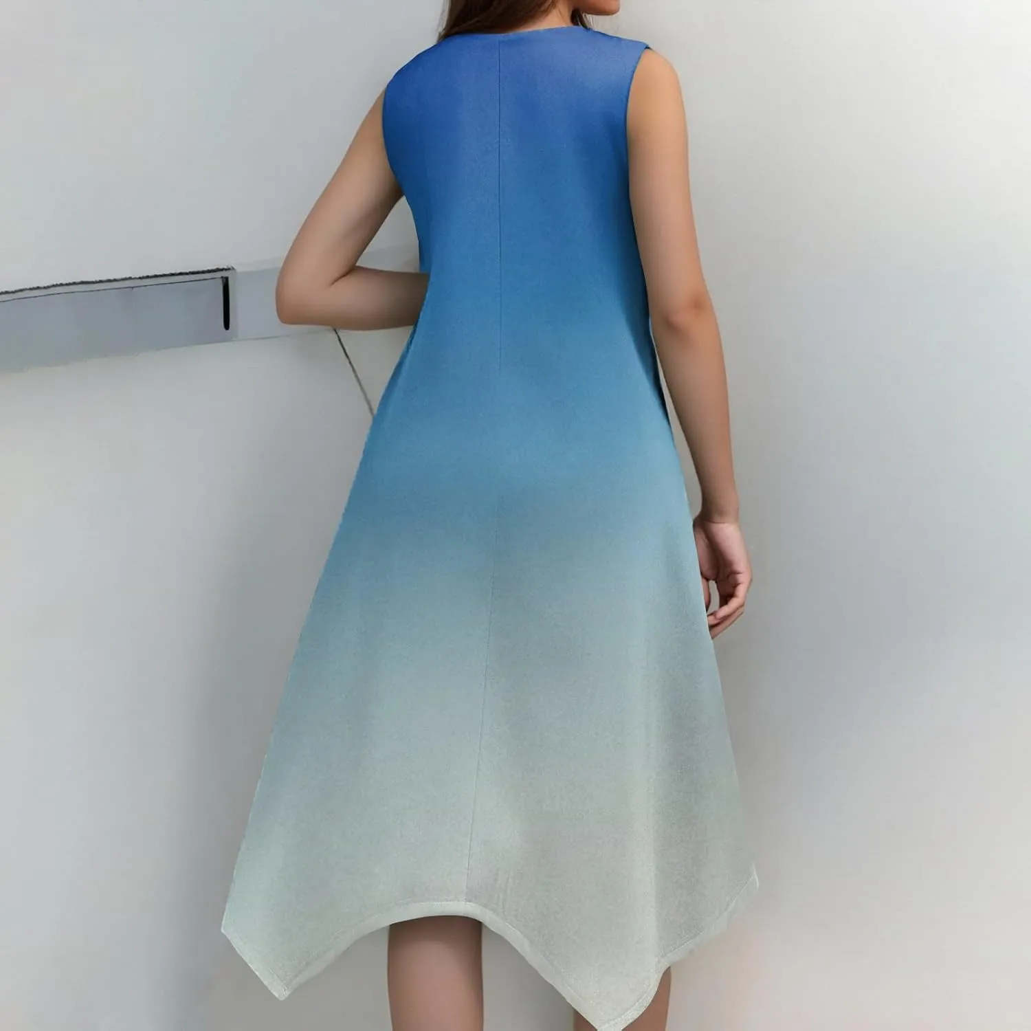 DOPOCQ Dresses for Women Elegant Classy Summer V Neck Sleeveless Flowy Midi Dress Trendy Gradient Casual Loose Sundress