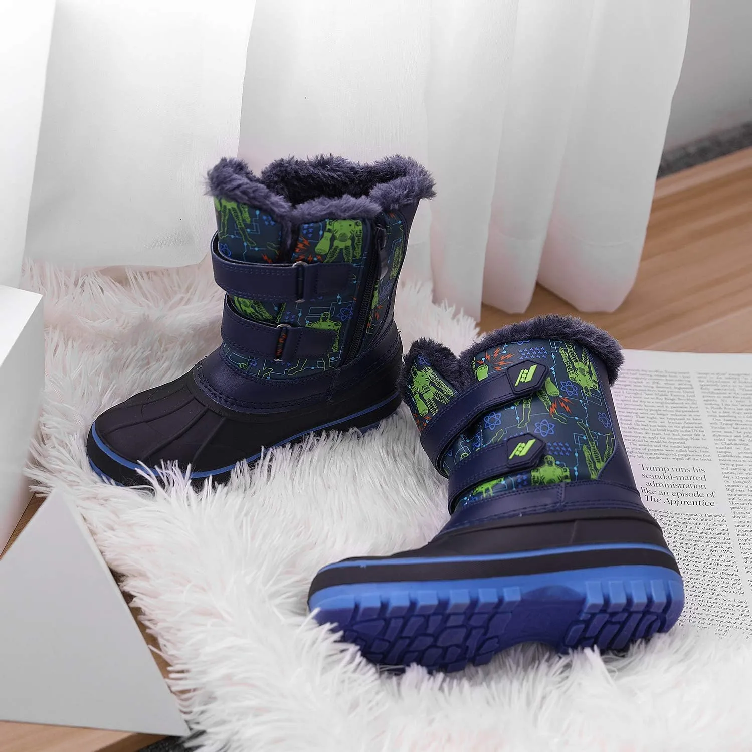 DREAM PAIRS Boys Girls Snow Boots Water-Resistant Outdoor Sport Warm Cozy Anti-Slip Cute Ankle Winter Shoes for Toddler/Little/Big Kid