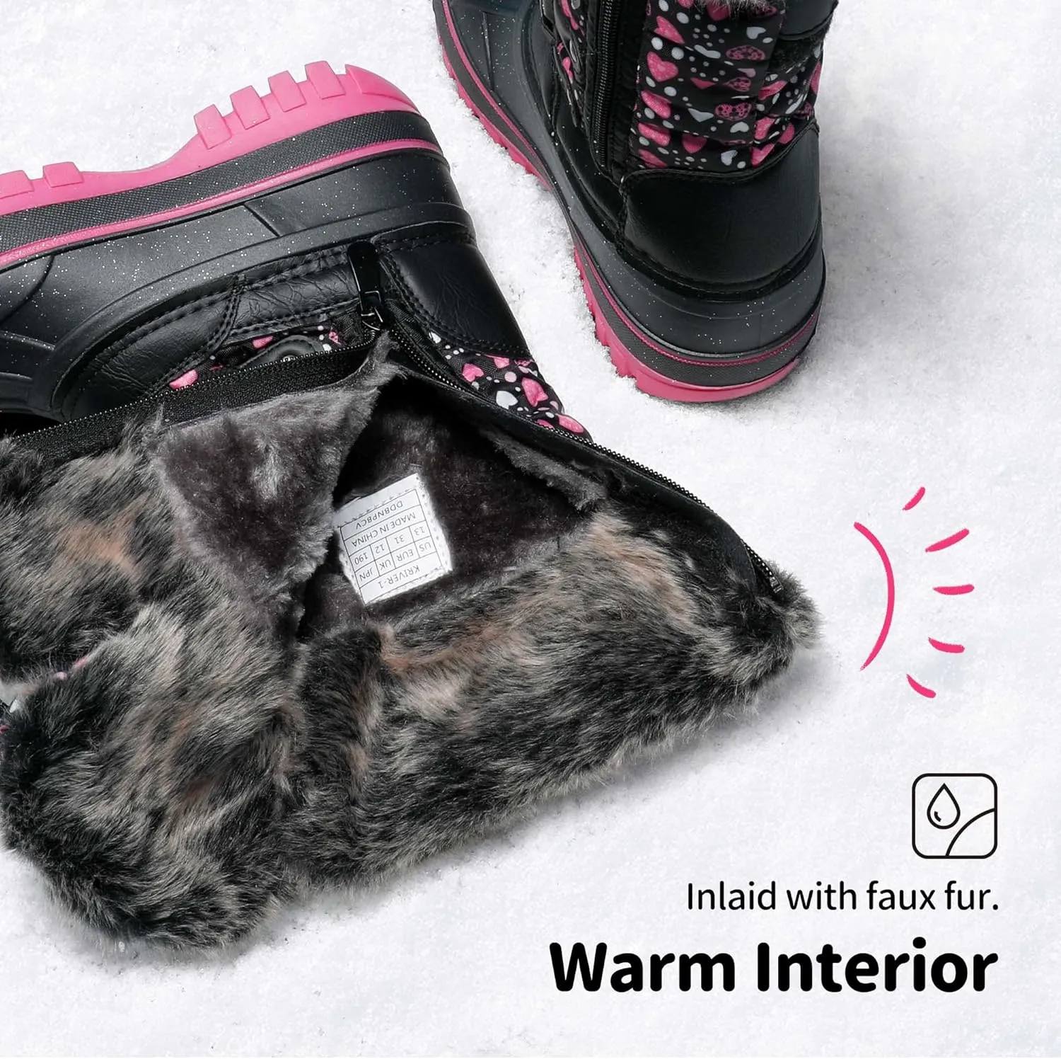 DREAM PAIRS Boys Girls Snow Boots Water-Resistant Outdoor Warm Cozy Anti-Slip Mid Calf Faux Fur Lining Insulated Winter Shoes for Little/Big Kids