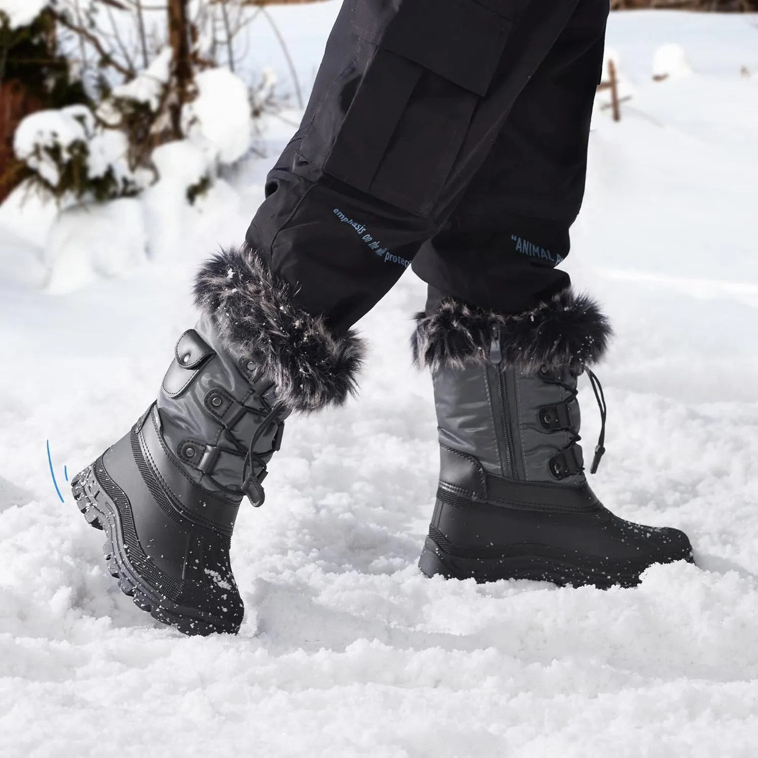 DREAM PAIRS Boys Girls Snow Boots Water-Resistant Outdoor Warm Cozy Anti-Slip Mid Calf Faux Fur Lining Insulated Winter Shoes for Little/Big Kids