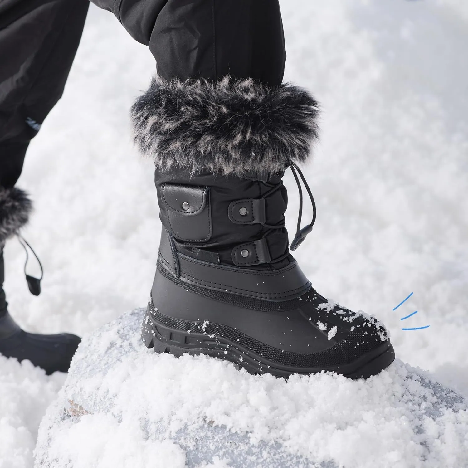 DREAM PAIRS Boys Girls Snow Boots Water-Resistant Outdoor Warm Cozy Anti-Slip Mid Calf Faux Fur Lining Insulated Winter Shoes for Little/Big Kids